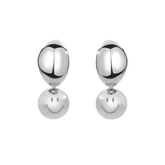 Smiley Silver Charm Switch Hoop Earrings